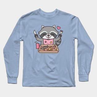 Funny Raccoon Getting Ready To Eat Trash Food Long Sleeve T-Shirt